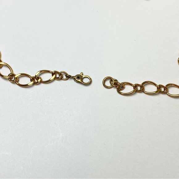 Vintage Retro Monet Signed Open Curve Red Enamel Gold Tone Chain Choker Necklace - Picture 4 of 8